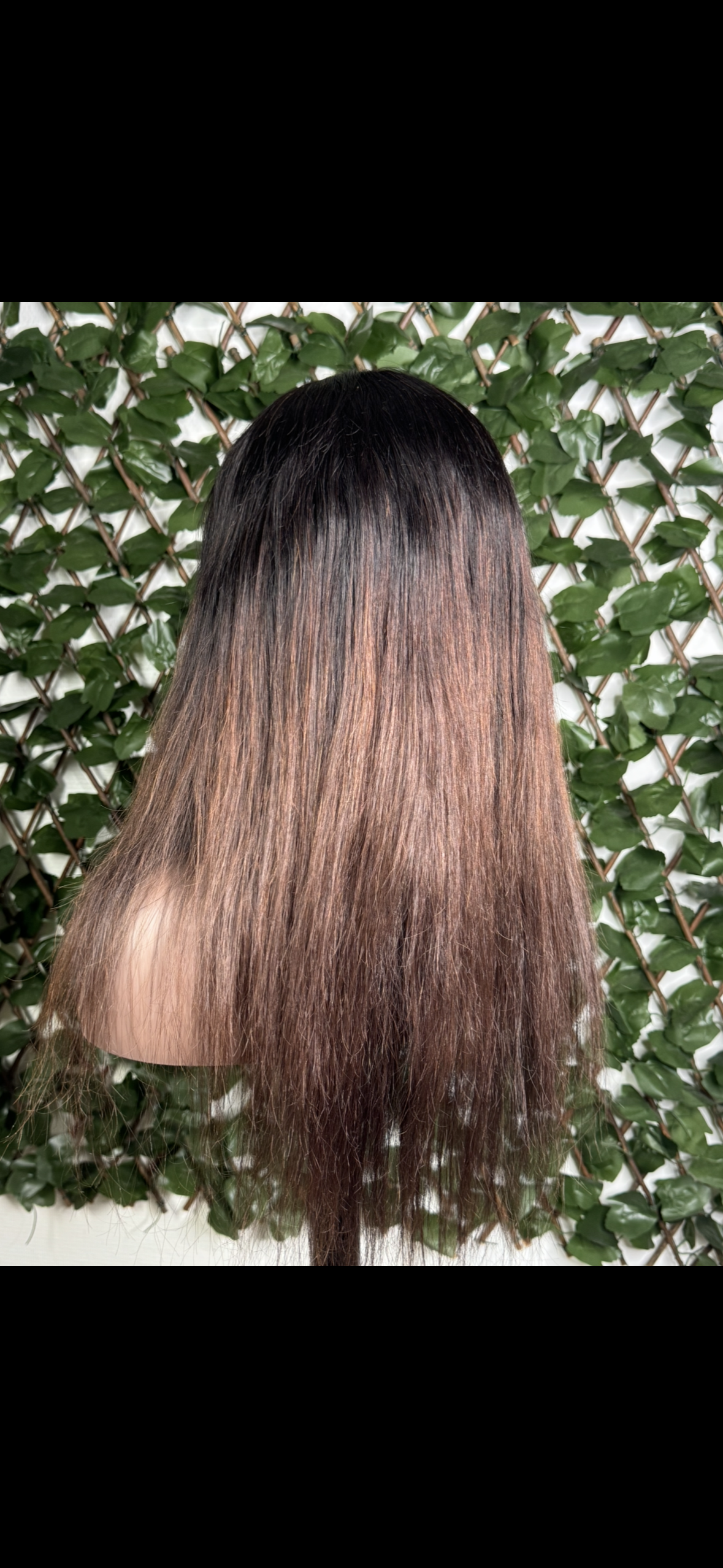 Perruque longue lisse ombré – Noir dégradé brun