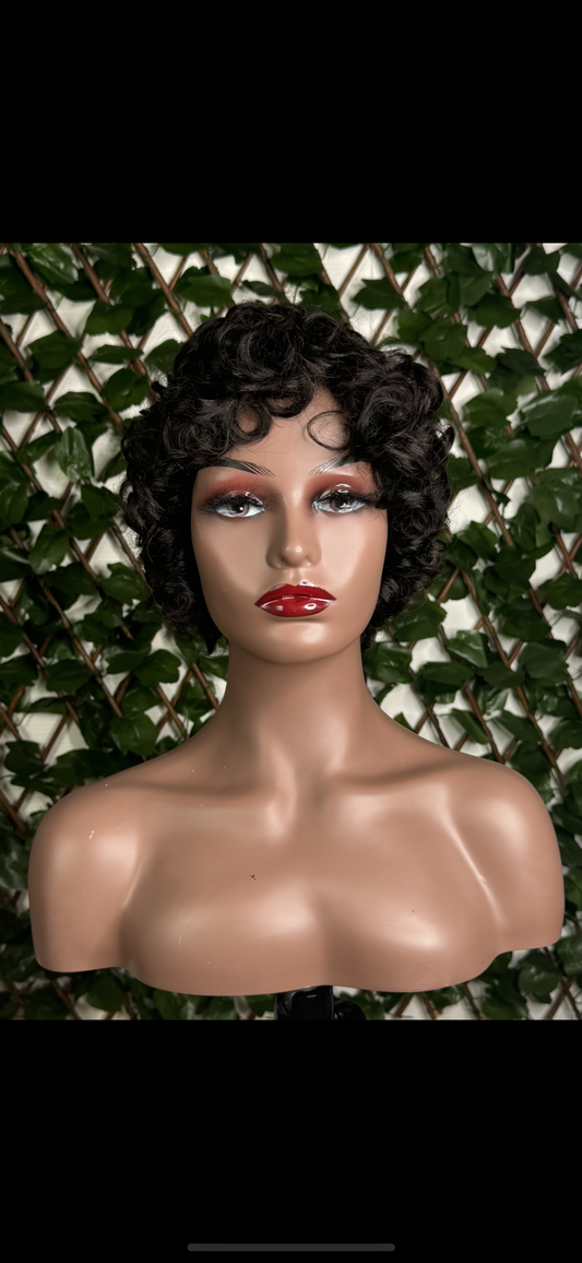 Perruque courte bouclée style rétro