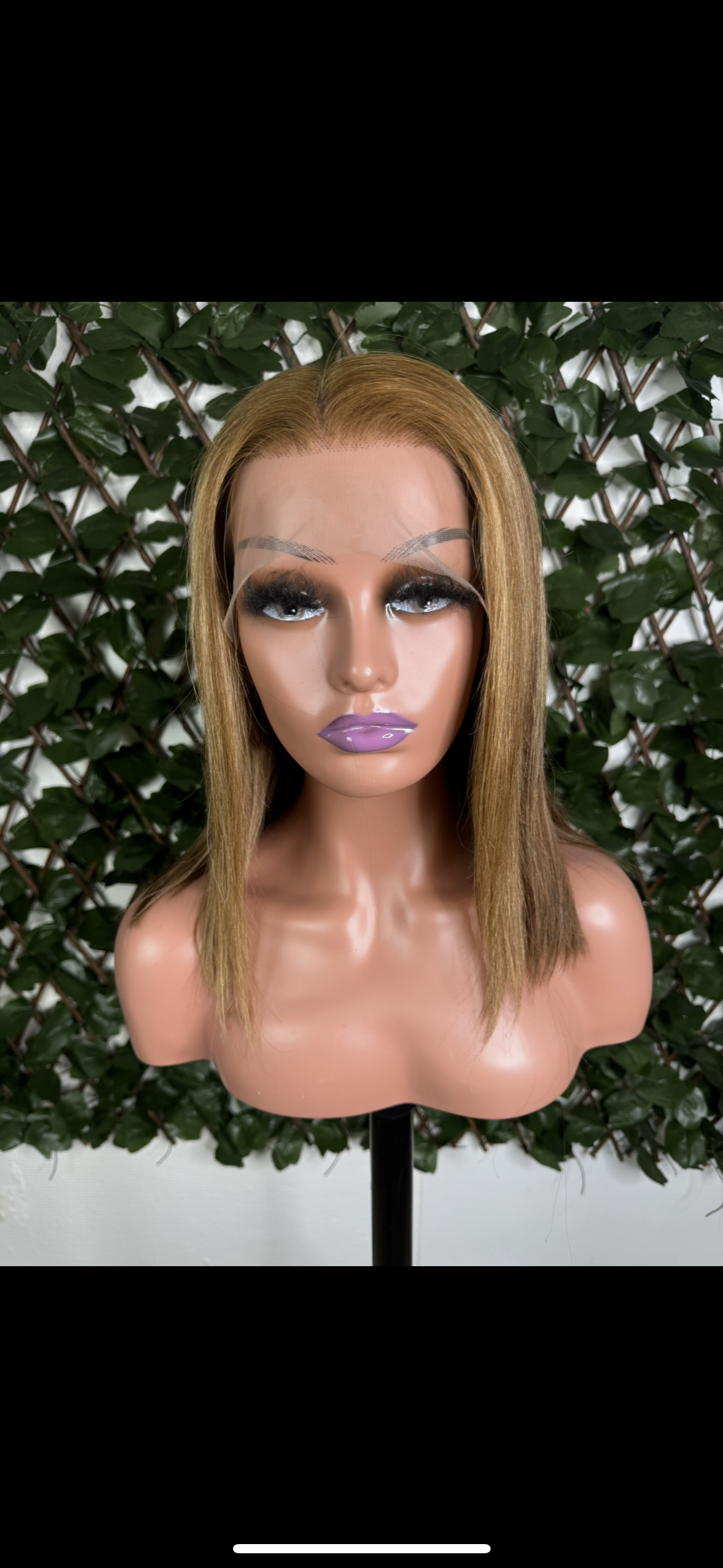 Perruque lisse mi-longue blond miel – Lace front naturel