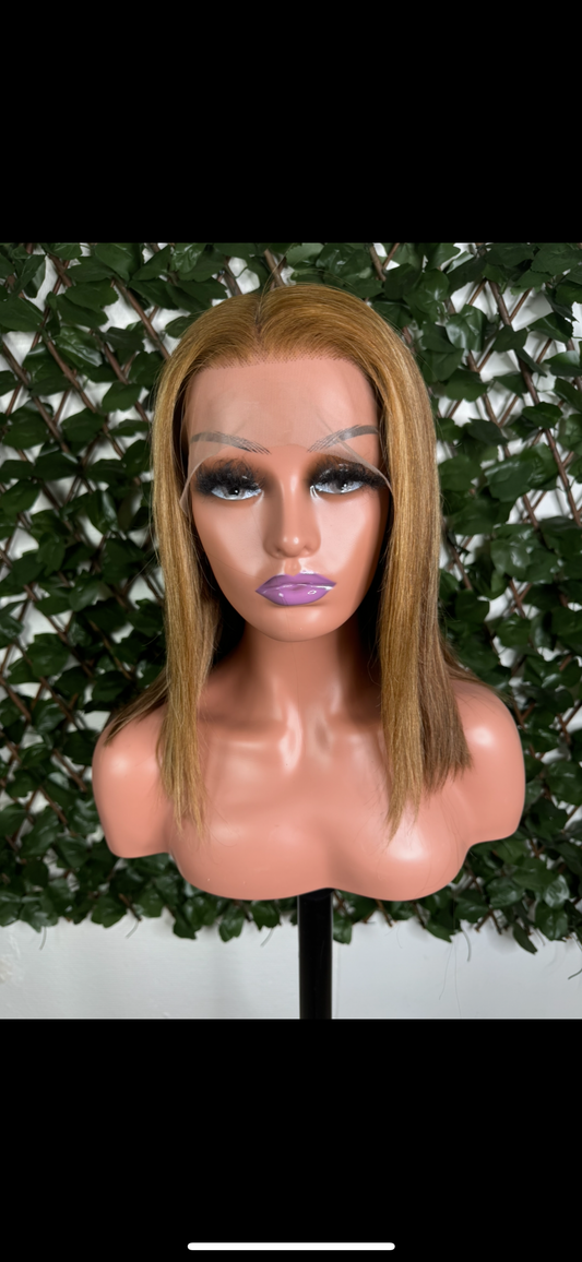 Perruque lisse mi-longue blond miel – Lace front naturel