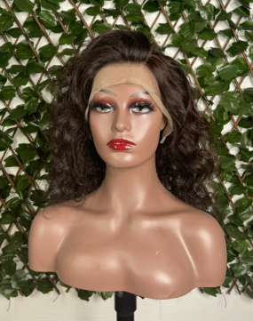 Perruque mi-longue bouclée – Brun naturel