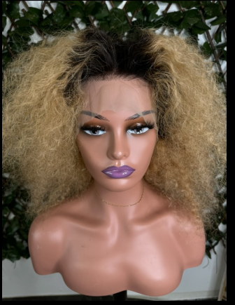 Perruque Lace Front Afro Blond Dégradé – Racines Foncées